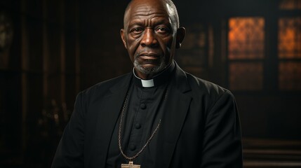 A black-skinned priest in the church