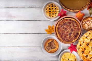 Assorted homemade fall pies and cakes