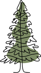 Pine trees continuous line freehand drawing