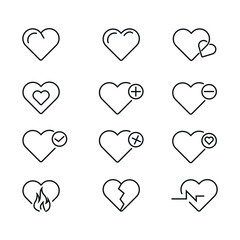 Premium set of heart line icons. Heart sign and symbol.