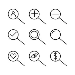 Set of Data Analysis Related Technology Vector Line Icons