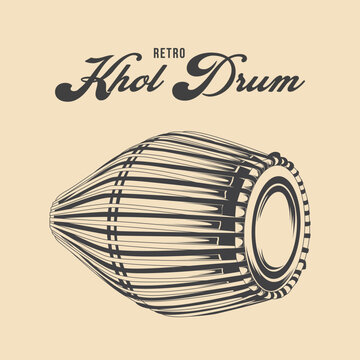 Retro Khol Drum Vector