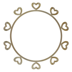 Rough gold round frame with love ornament