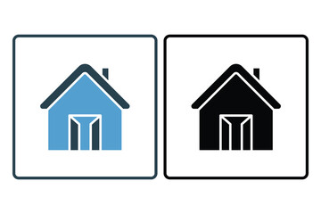 Fototapeta premium Open House Icon. house with the door open. Icon related to Real estate. Suitable for web site design, app, user interfaces. Solid icon style. Simple vector design editable