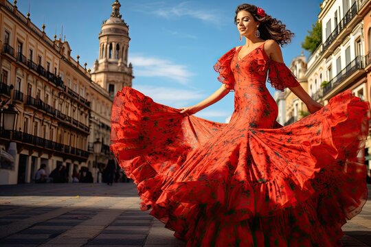 Woman in flamenco dress