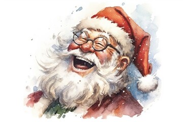 Illustration lachender Weihnachtsmann - obrazy, fototapety, plakaty