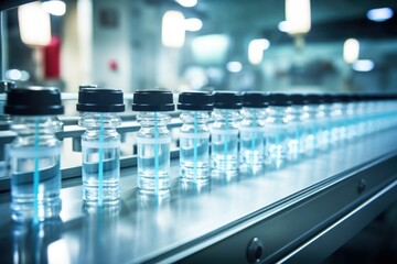 Medical vials on production at a pharmaceutical factory