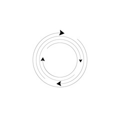 A collection of arrows, forming a vortex, process, circulation, repetition, step, synchronization and cycle