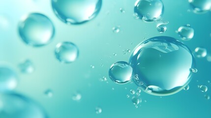 Abstract Background of Water Bubbles in cyan Colors. Modern Wallpaper