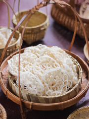 Kerupuk Kembang Mawar Mentah or Raw Rose Crackers, Indonesian Traditional Cracker Made from Strach, Main Ingredients Making Seblak Viral