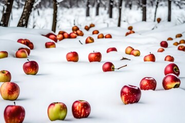 apples in snow 
