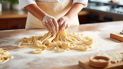 Foto op Plexiglas Step-by-Step Visual Guide for Mastering Homemade Pasta: From Kitchen Ingredients to Delicious Italian Cuisine,banner © BrightSpace