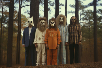 Obraz na płótnie Canvas Set of people dressed for Halloween, generative ai 