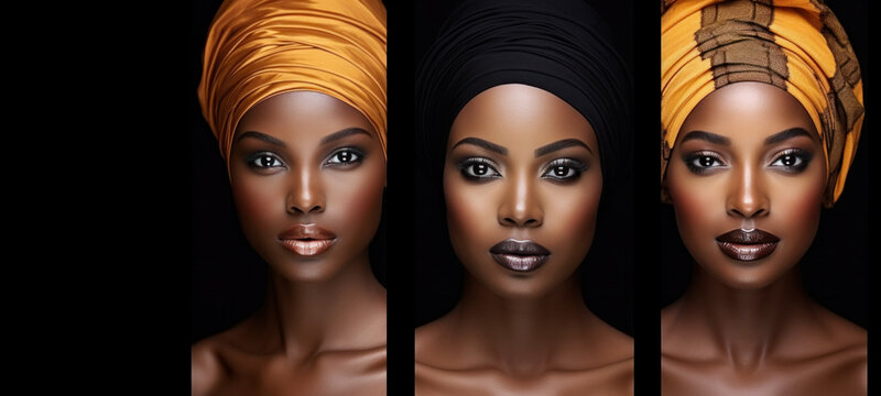 Africa model fashion, beautiful female with makeup style touch face perfect skin, natural beauty glowing smooth skin, Facial treatment, Cosmetology, plastic surgery concept