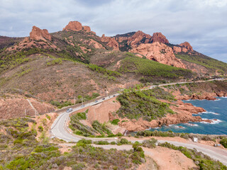 Aerial view of Rocher Saint-Barth&eacute;l&eacute;my at French Riviera. In the photo can be seen the beautiful Rocher Saint-Barth&eacute;l&eacute;my and the coast, shoot from a drone at a higher altitude.