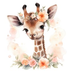 Watercolor Baby Giraffe.