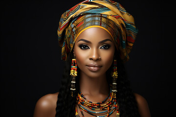 Naklejka premium Portrait closeup of beautiful african woman,ai generated