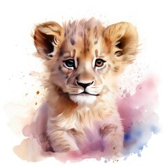 Watercolor Baby Lion.