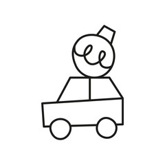 Doodle outline car toy with Christmas ball.