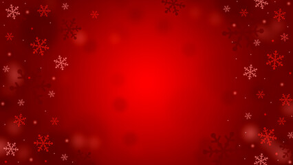 Obraz na płótnie Canvas Red Christmas background with falling snowflakes.