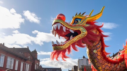 Chinese Dragon under a bright sky.