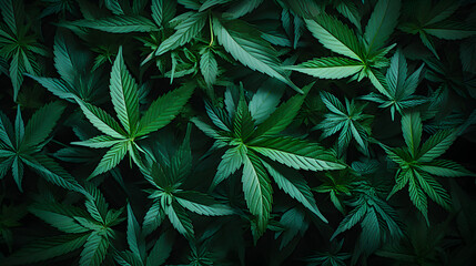 Cannabis used in medicine, background texture of Cannabis plants  - obrazy, fototapety, plakaty