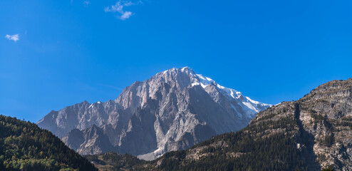 Mont Blanc without eternal snow, in the Italian Alps, Aosta Valley, Italy