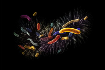The accumulation of bacteria. Macro