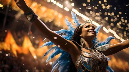 Abwaschbare Fototapete woman dancing at carnival in rio de janeiro, brazil. south american culture © Juan Gumin