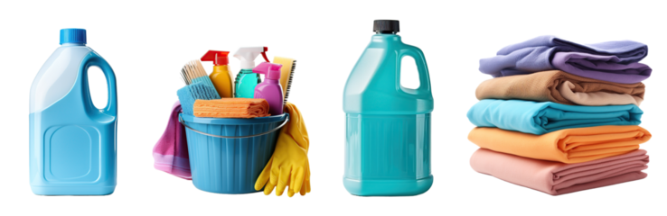 Productos de limpieza aislados sobre fondo transparente. Servicios de limpieza y mantenimiento.