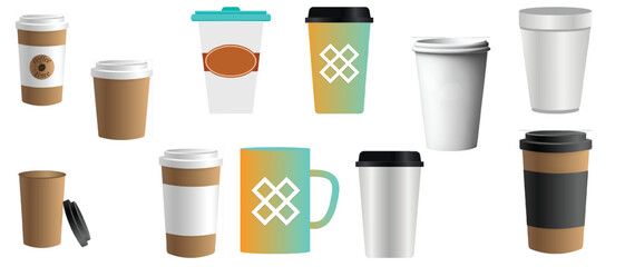 Coffee Mugs mock ups, Coffee cups illustrator mockups 