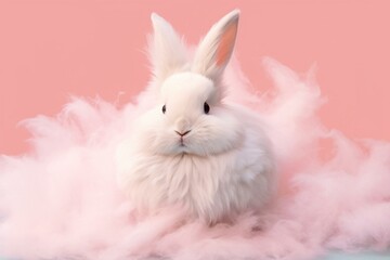 Fluffy bunny with a pink aesthetic. Generative AI