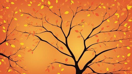 autumn tree with leaves flat background