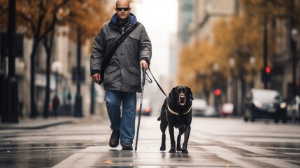 Blind man with a dog