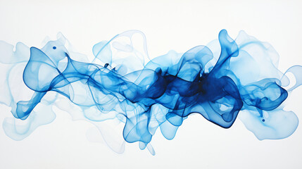 Abstract blue smoke watercolor on white background