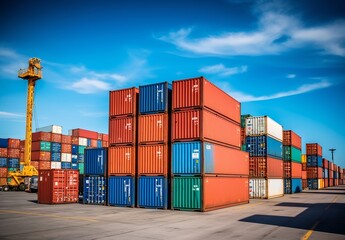 Container terminal for Logistic Import Export business and transportation logistic background