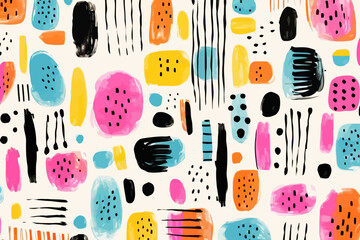 Grunge textures quirky doodle pattern, wallpaper, background, cartoon, vector, whimsical Illustration - obrazy, fototapety, plakaty