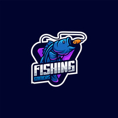 Fishing mascot logo design vector flat color