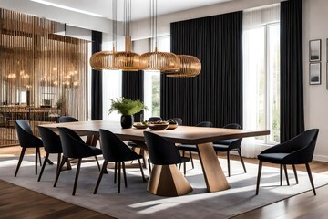stylish dining room interior exuding modern elegance. 
