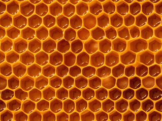 Honey combs, closeup detail. Seamless tileable background pattern. Generative AI