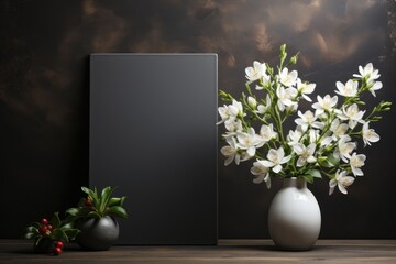 Canvas Mockup Against Stylish Black Background