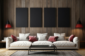 Canvas Mockup Against Stylish Wooden Background