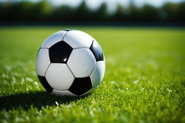 Close-Up of Soccer Football Ball on Green Turf