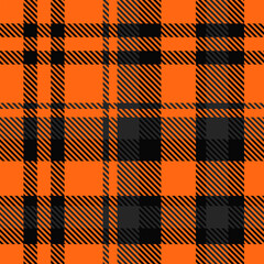 Orange Black Plaid Seamless Pattern Checked Tartan
