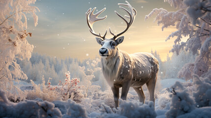 reindeer in snow christmas

