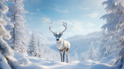 reindeer in snow christmas

