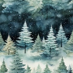 Obraz premium Winter forest seamless pattern