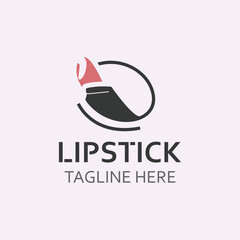 Lipstick logo design for makeup fashion shop and beauty vector cosmetic design template