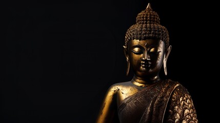 Buddha statue with a black background, generated by AI