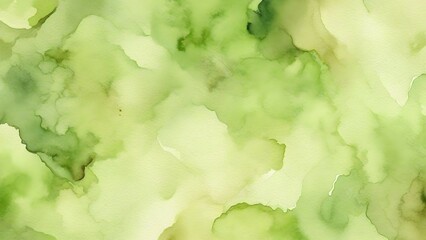 Abstract green watercolor background. Watercolor painting on paper texture.